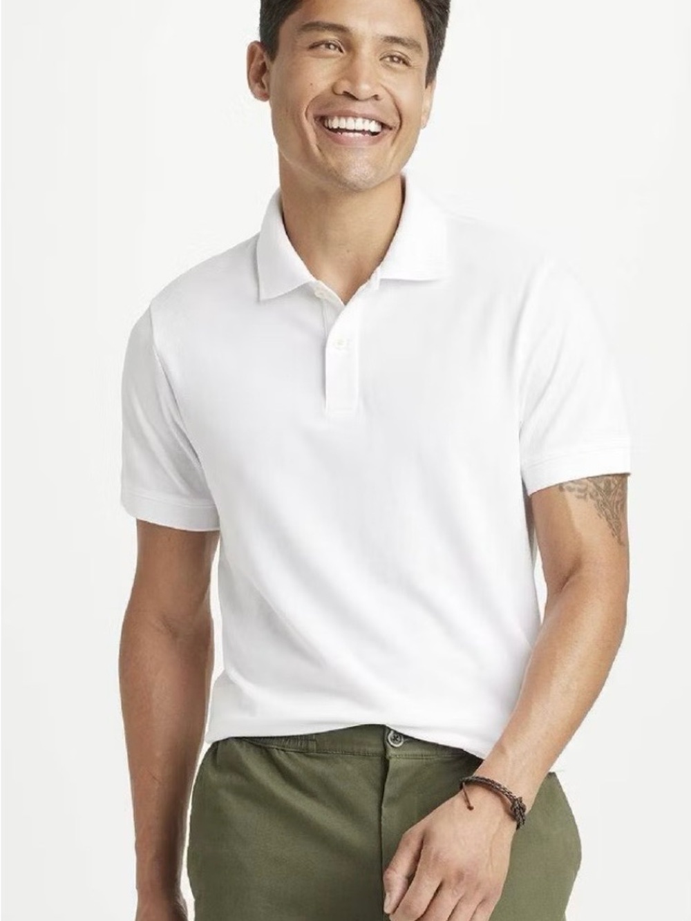 Goodfellow & Co Men's True White Collared Short Sleeve Polo Shirt Size XL